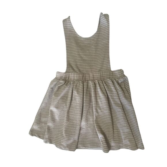 Toddler Girls Pinafore Dress Overall Tan Pinstripe Art Class Size 3T - Picture 2 of 4